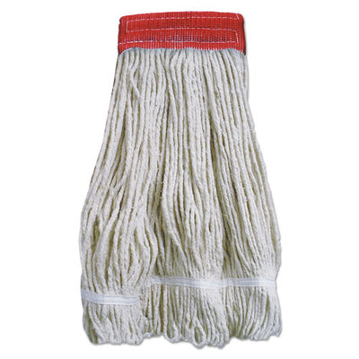 Wideband Looped-end Mop Heads, 20 Oz, Natural W/red Band, 12/carton