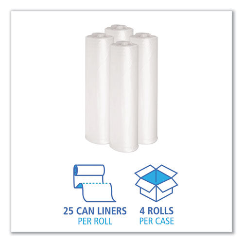 Low Density Repro Can Liners, 33 Gal, 1.4 Mil, 33" X 39", Clear, 10 Bags/roll, 10 Rolls/carton