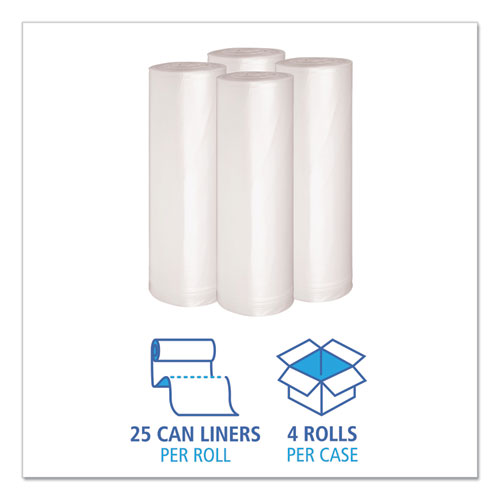 Low Density Repro Can Liners, 45 Gal, 1.4 Mil, 40" X 46", Clear, 10 Bags/roll, 10 Rolls/carton