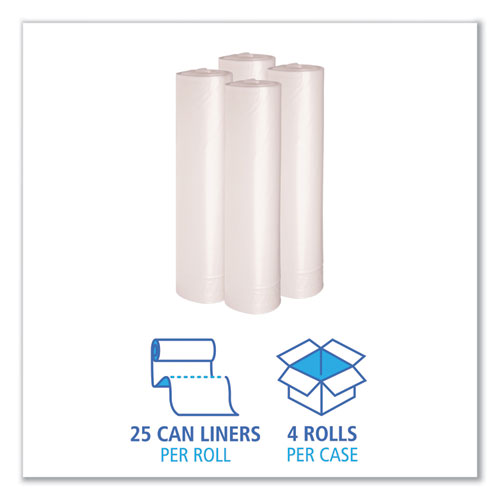Low Density Repro Can Liners, 56 Gal, 1.4 Mil, 43" X 47", Clear, 10 Bags/roll, 10 Rolls/carton