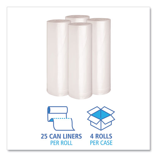 Low Density Repro Can Liners, 60 Gal, 1.4 Mil, 38" X 58", Clear, 10 Bags/roll, 10 Rolls/carton