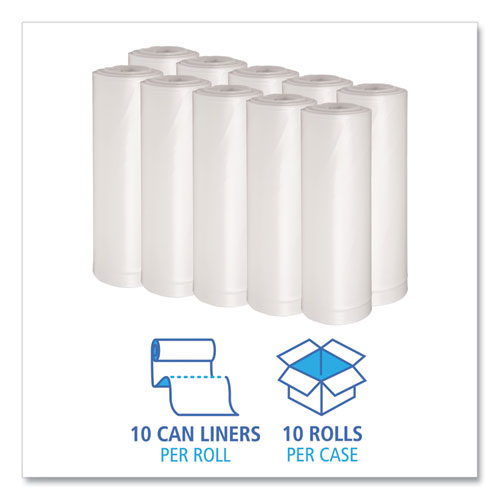 Low Density Repro Can Liners, 60 Gal, 1.75 Mil, 38" X 58", Clear, 10 Bags/roll, 10 Rolls/carton