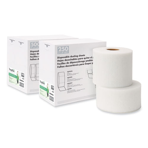 Trapeze Disposable Dusting Sheets, 5" X 125 Ft, White, 250 Sheets/roll, 2 Rolls/carton