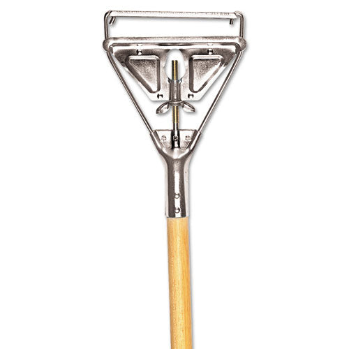 Quick Change Metal Head Wooden Mop Handle, Junior, 0.88" Dia X 54", Natural