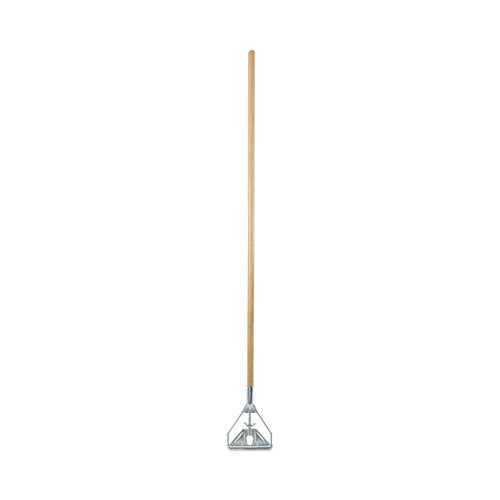 Screw Clamp Metal Head Wooden Mop Handle, #20+, 1.13" Dia X 63", Natural