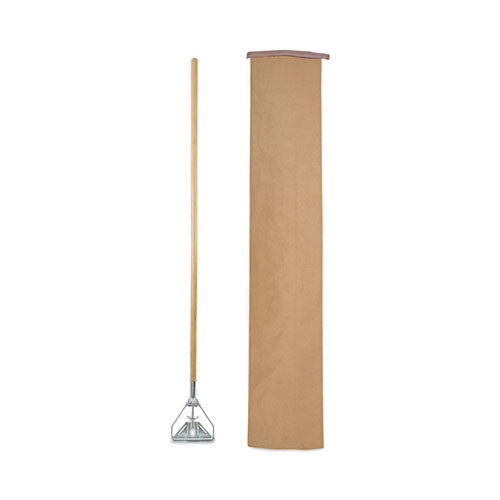 Screw Clamp Metal Head Wooden Mop Handle, #20+, 1.13" Dia X 63", Natural