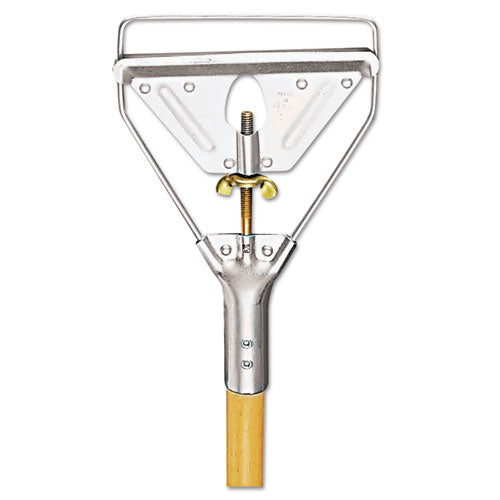 Screw Clamp Metal Head Wooden Mop Handle, #20+, 1.13" Dia X 63", Natural