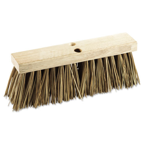 Street Broom Head, 6.25" Brown Palmyra Fiber Bristles, 16" Brush