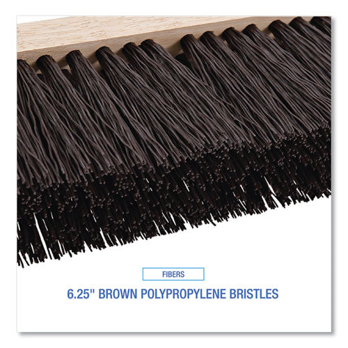 Street Broom Head, 6.25" Brown Polypropylene Bristles, 16" Brush