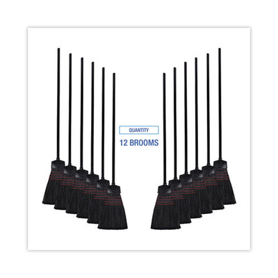 Maid Broom, Plastic Bristles, 54" Overall Length, Dozen