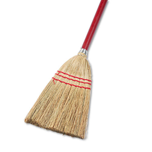 Corn Fiber Lobby/toy Broom, Corn Fiber Bristles, 39" Overall Length, Red, 12/carton