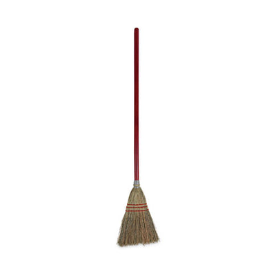 Corn Fiber Lobby/toy Broom, Corn Fiber Bristles, 39" Overall Length, Red