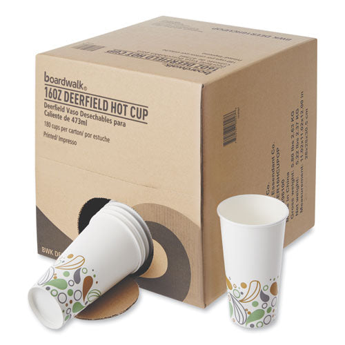 Deerfield Printed Paper Hot Cups, 16 Oz, 50 Cups/sleeve, 20 Sleeves/carton