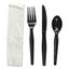 Four-piece Cutlery Kit, Fork/knife/napkin/teaspoon, Heavyweight, White, 250/carton