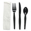 Four-piece Cutlery Kit, Fork/knife/napkin/teaspoon, White, Polypropylene, 250/carton