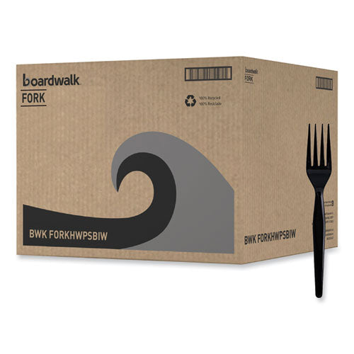 Heavyweight Wrapped Polystyrene Cutlery, Fork, Black, 1,000/carton