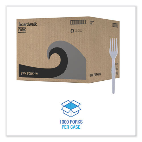 Heavyweight Polystyrene Cutlery, Fork, White, 1000/carton