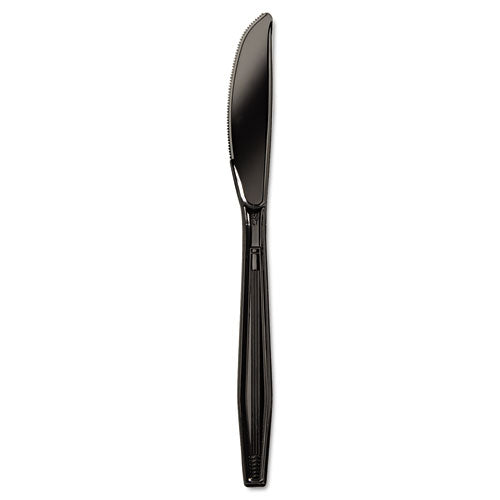 Heavyweight Polystyrene Cutlery, Knife, Black, 1000/carton