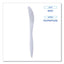 Mediumweight Wrapped Polypropylene Cutlery, Knives, White, 1,000/carton