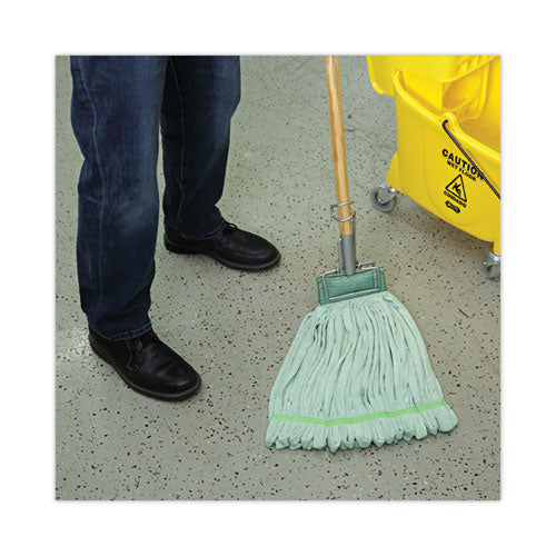 Microfiber Looped-end Wet Mop Head, Large, Green, 12/carton