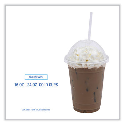 Pet Cold Cup Dome Lids, Fits 12 Oz To 24 Oz Plastic Cups, Clear, 100 Lids/sleeve, 10 Sleeves/carton