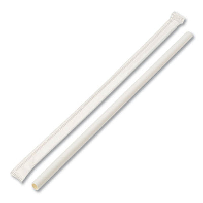 Individually Wrapped Paper Straws, 7.75" X 0.25", White, 3,200/carton