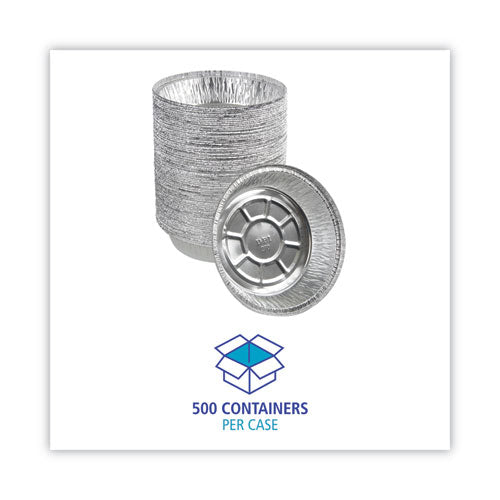 Round Aluminum To-go Containers, 24 Oz, 7" Diameter X 1.47"h, Silver, 500/carton