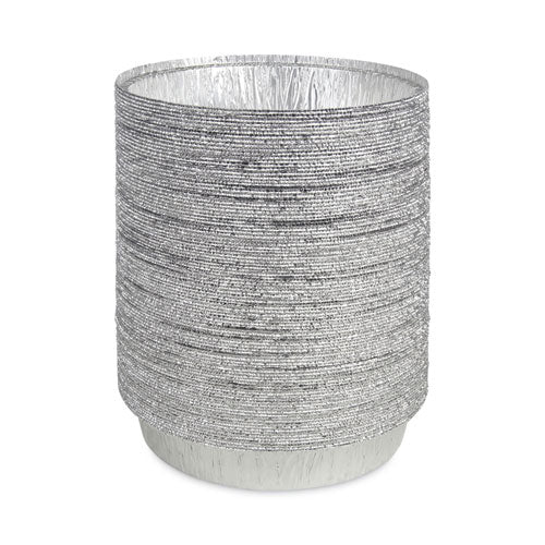 Round Aluminum To-go Containers, 48 Oz, 9" Diameter X 1.66"h, Silver, 500/carton
