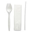 School Cutlery Kit, Napkin/spork/straw, White, 1000/carton
