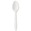 Mediumweight Polypropylene Cutlery, Teaspoon, White, 1000/carton