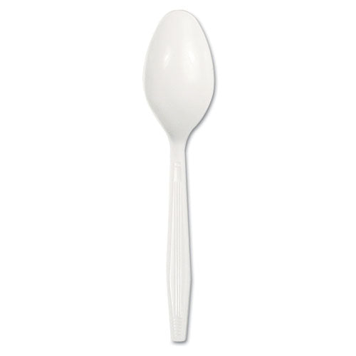 Mediumweight Polystyrene Cutlery, Teaspoon, White, 100/box