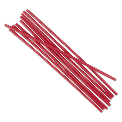 Single-tube Stir-straws,5.25", Polypropylene, Red, 1,000/pack, 10 Packs/carton