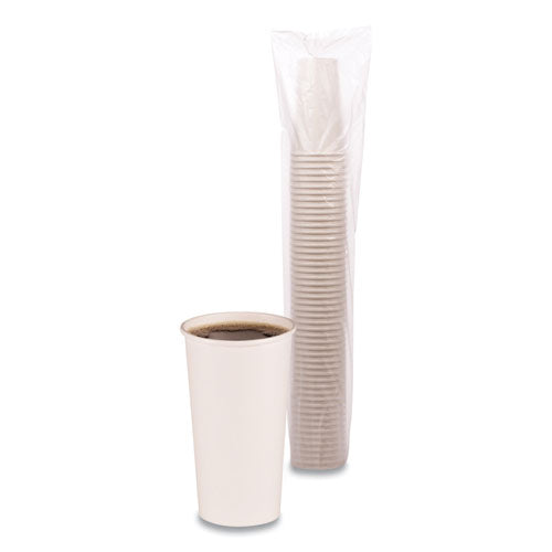 Paper Hot Cups, 20 Oz, White, 12 Cups/sleeve, 50 Sleeves/carton