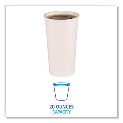 Paper Hot Cups, 20 Oz, White, 12 Cups/sleeve, 50 Sleeves/carton