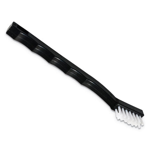 Flo-pac Utility Toothbrush Style Maintenance Brush, White Nylon Bristles, 7.25" Brush, 7" Black Polypropylene Handle