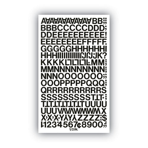 Press-on Vinyl Letters And Numbers, Self Adhesive, Black, 0.5"h, 201/pack