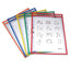 Reusable Dry Erase Pockets, 9 X 12, Assorted Primary Colors, 5/pack