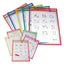 Reusable Dry Erase Pockets, 9 X 12, Assorted Primary Colors, 5/pack