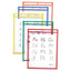 Reusable Dry Erase Pockets, 6 X 9, Assorted Primary Colors, 10/pack