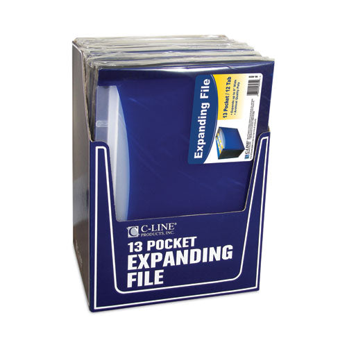 13-pocket Expanding File, 9.25" Expansion, 13 Sections, 1/6-cut Tabs, Letter Size, Blue