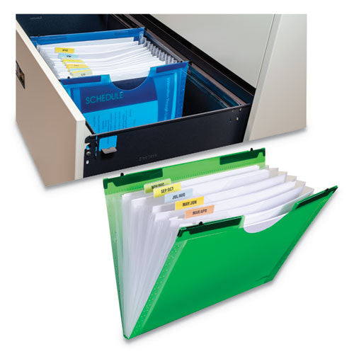Expanding File With Hang Tabs, Pre-printed Index-tab Inserts, 12 Sections, 1" Capacity, Letter Size, 1/6-cut Tabs, Blue