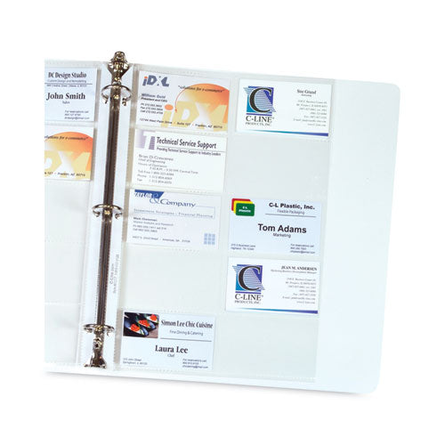 Business Card Binder Pages, For 2 X 3.5 Cards, Clear, 20 Cards/sheet, 10 Sheets/pack