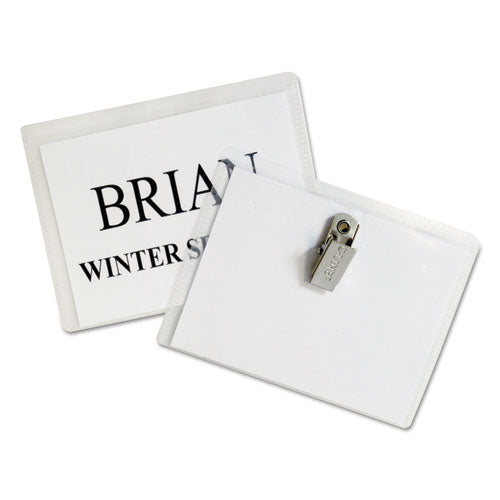 Name Badge Kits, Top Load, 3 1/2 X 2 1/4, Clear, 50/box