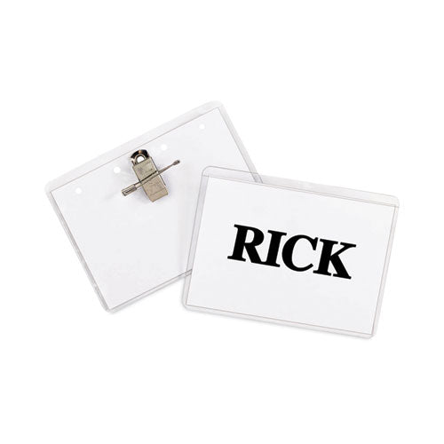 Name Badge Kits, Top Load, 4 X 3, Clear, Combo Clip/pin, 50/box