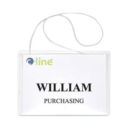 Name Badge Kits, Top Load, 4 X 3, Clear, Elastic Cord, 50/box