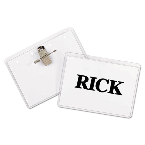 Name Badge Kits, Top Load, 4 X 3, Clear, Elastic Cord, 50/box