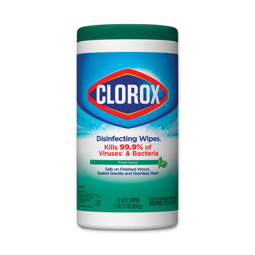 Disinfecting Wipes, Fresh Scent, 7 X 8, Fresh Scent, White, 75/canister, 6 Canisters/carton
