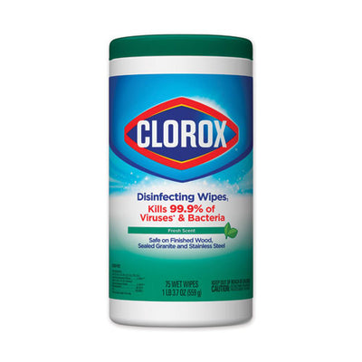 Disinfecting Wipes, Fresh Scent, 7 X 8, Fresh Scent, White, 75/canister, 6 Canisters/carton