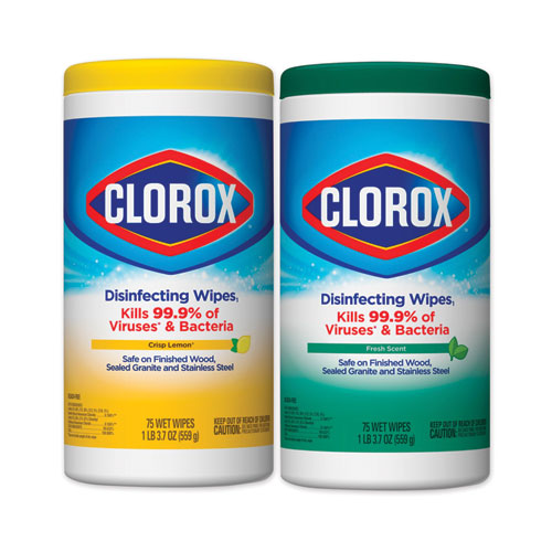 Disinfecting Wipes, Fresh Scent, 7 X 8, Fresh Scent, White, 75/canister, 6 Canisters/carton