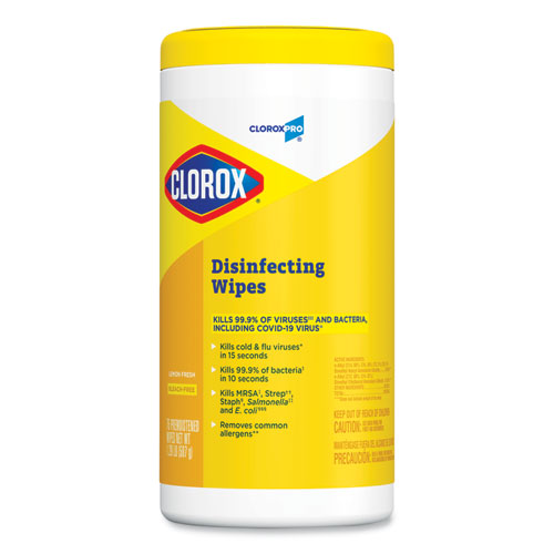 Disinfecting Wipes, 7 X 8, Lemon Fresh, 75/canister, 6/carton